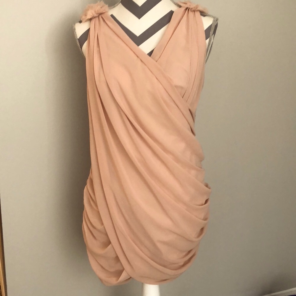 Maloom  Mini Dress Ruched SZ 8 Pink Orange